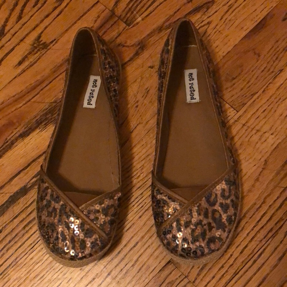 Leopard print sequin flats